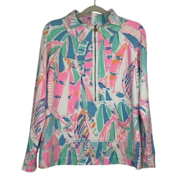 Lilly Pulitzer Jackets & Blazers - Lily Pulitzer Skipper Pullover Out To Sea quarter zip athletic jacket Medium